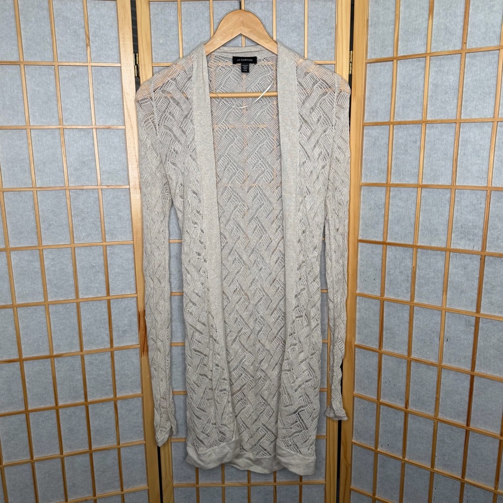Le Chateau Light Beige Textured Cardigan